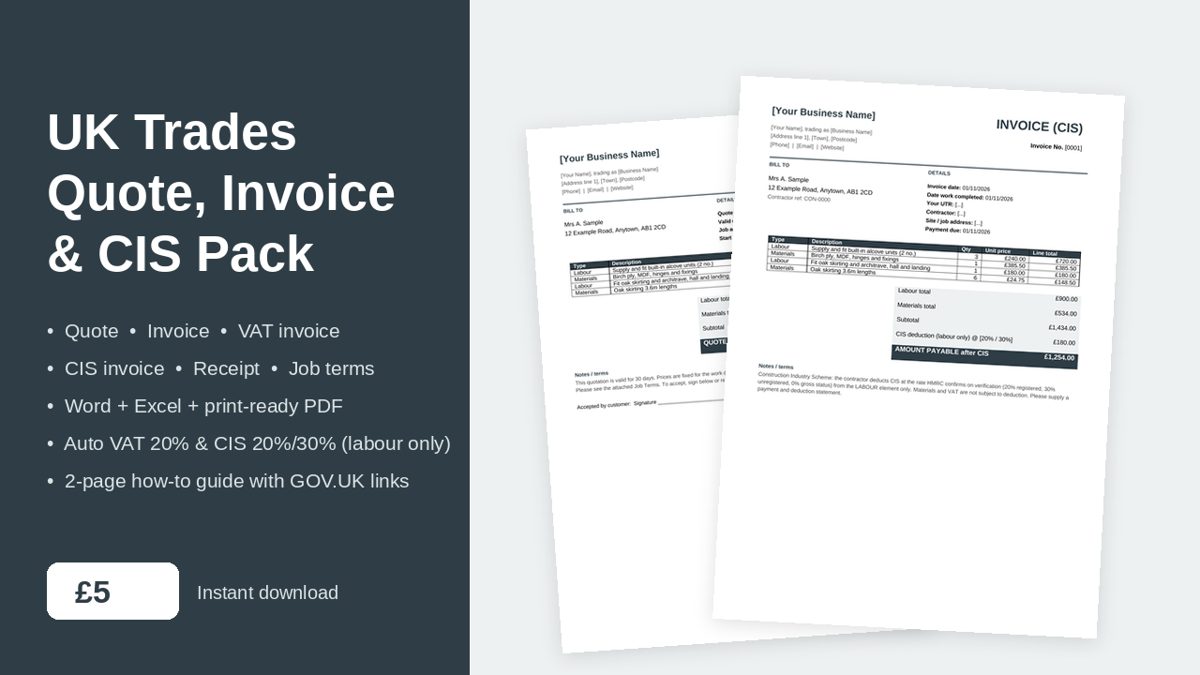 Preview of the quote and invoice templates